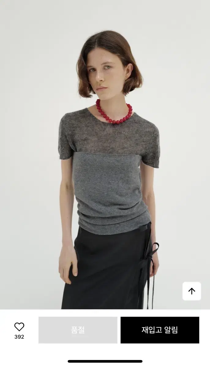 모노하 monoha Mohair short sleeve knit다크그레이